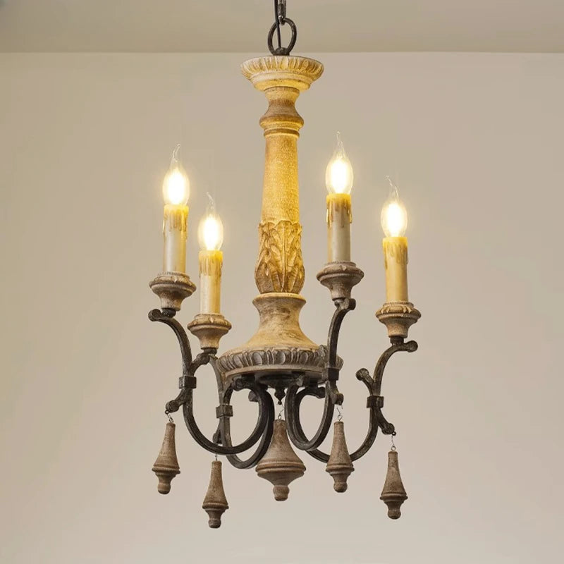 lustre rétro en bois pour décoration intérieure élégante et raffinée - vue 5 sur 8