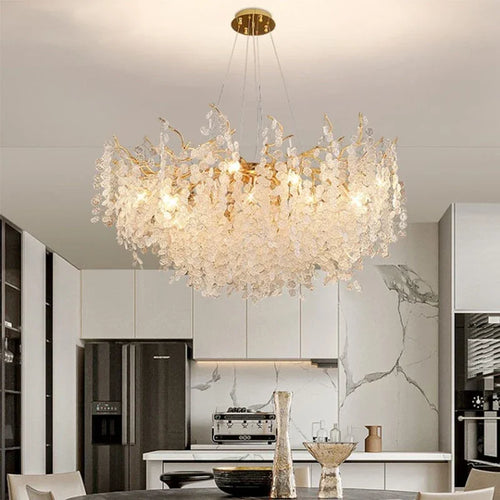 lustre en cristal doré style européen décoration intérieure élégante - vue 3 sur 13