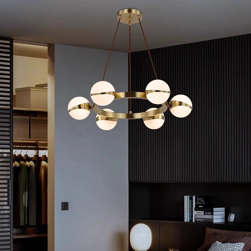 Lustre design rond avec boules LED