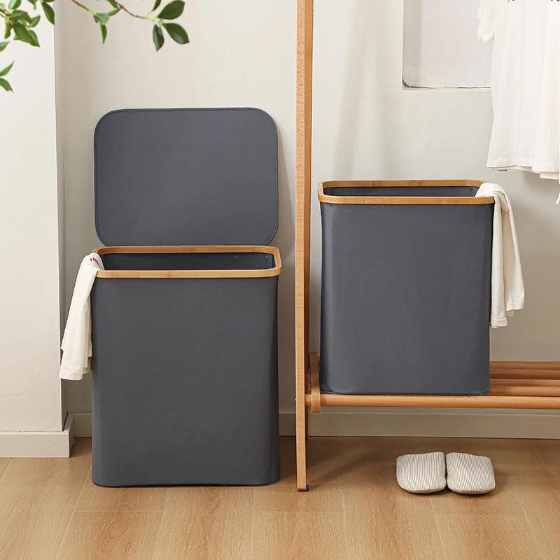 panier à linge pliable avec couvercle en tissu oxford - vue 4 sur 17