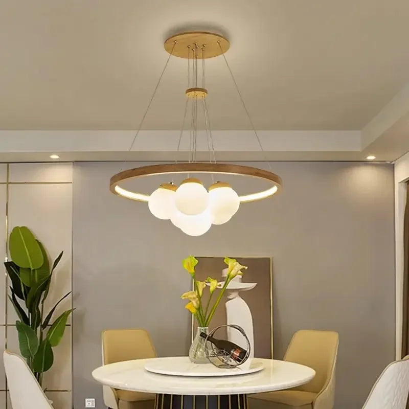 plafonnier led suspendu design moderne en forme de boule de verre - vue 5 sur 8