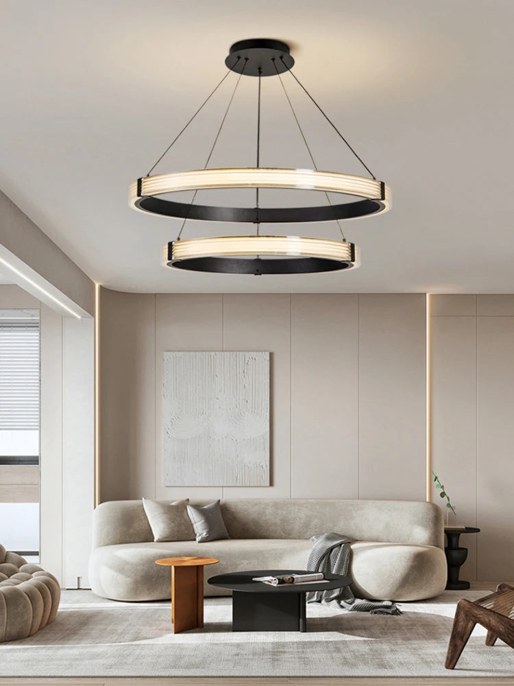 suspension circulaire moderne en acrylique pour décoration intérieure minimaliste