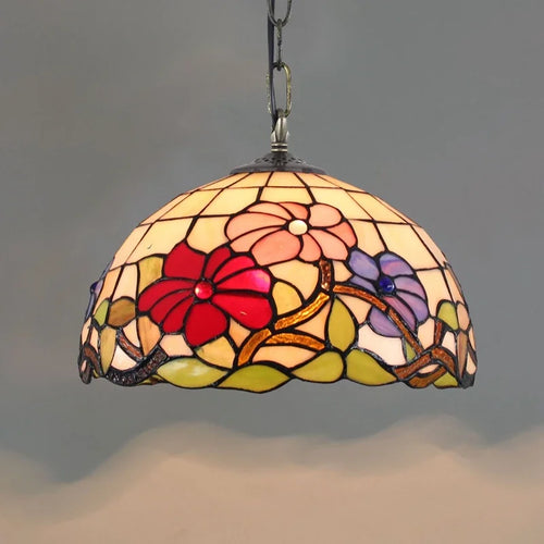 Lustre en verre coloré Tiffany rétro européen - vue 10 sur 29