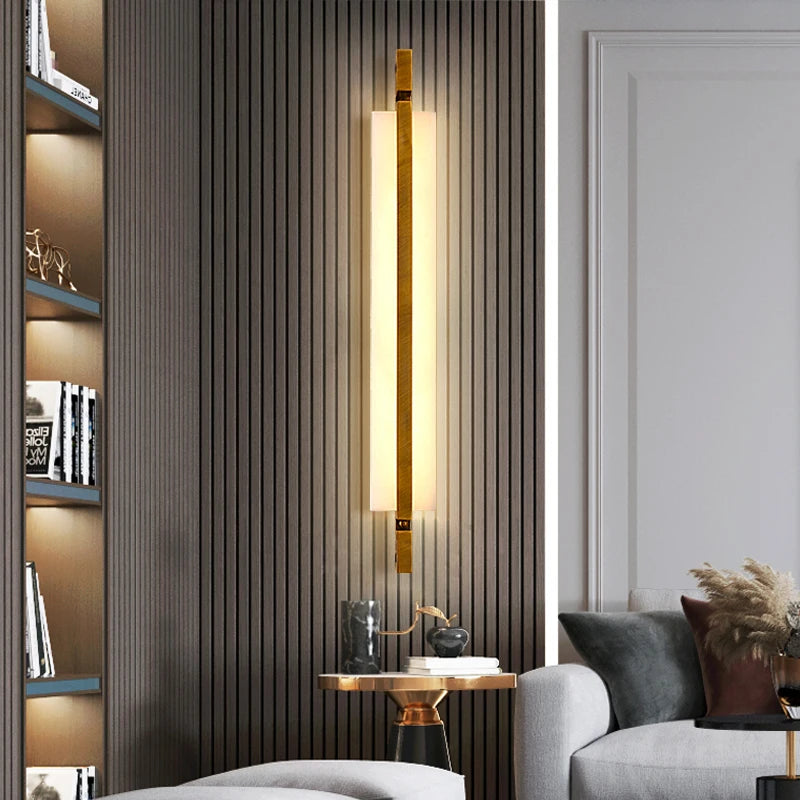 applique murale moderne en marbre et cuivre design élégant et lumineux - vue 4 sur 6