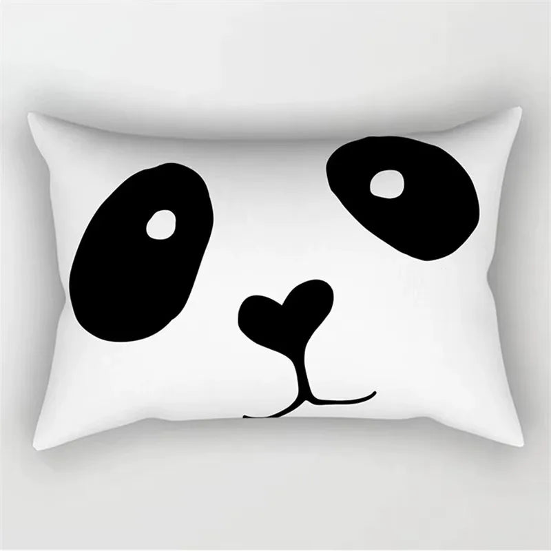 housse de coussin géométrique noir et blanc 30 x 50 cm