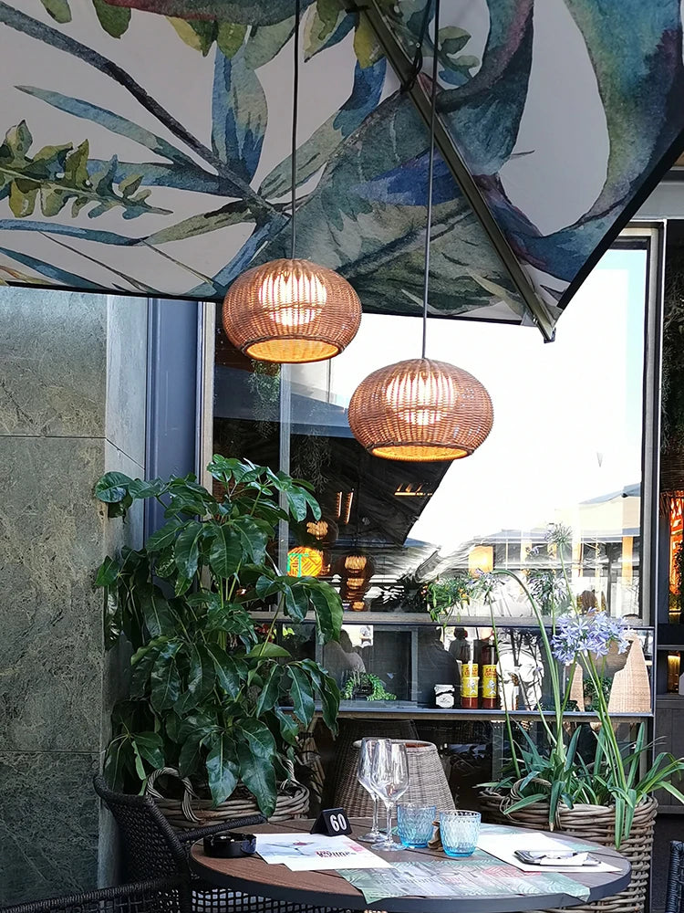 plafonnier wabi sabi en rotin pour décoration moderne et élégante - vue 4 sur 12