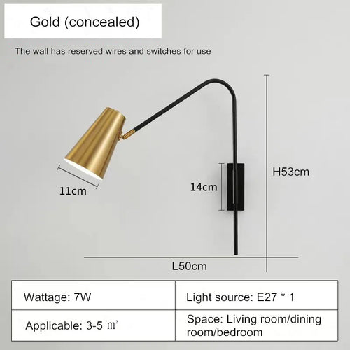 Minimally Adjustable Bedroom Bedside Wall Lamp, Long Arm Dining Room Wall Lamp, Nordic Long Pole Industrial Style Swing Arm Lamp - vue 12 sur 12