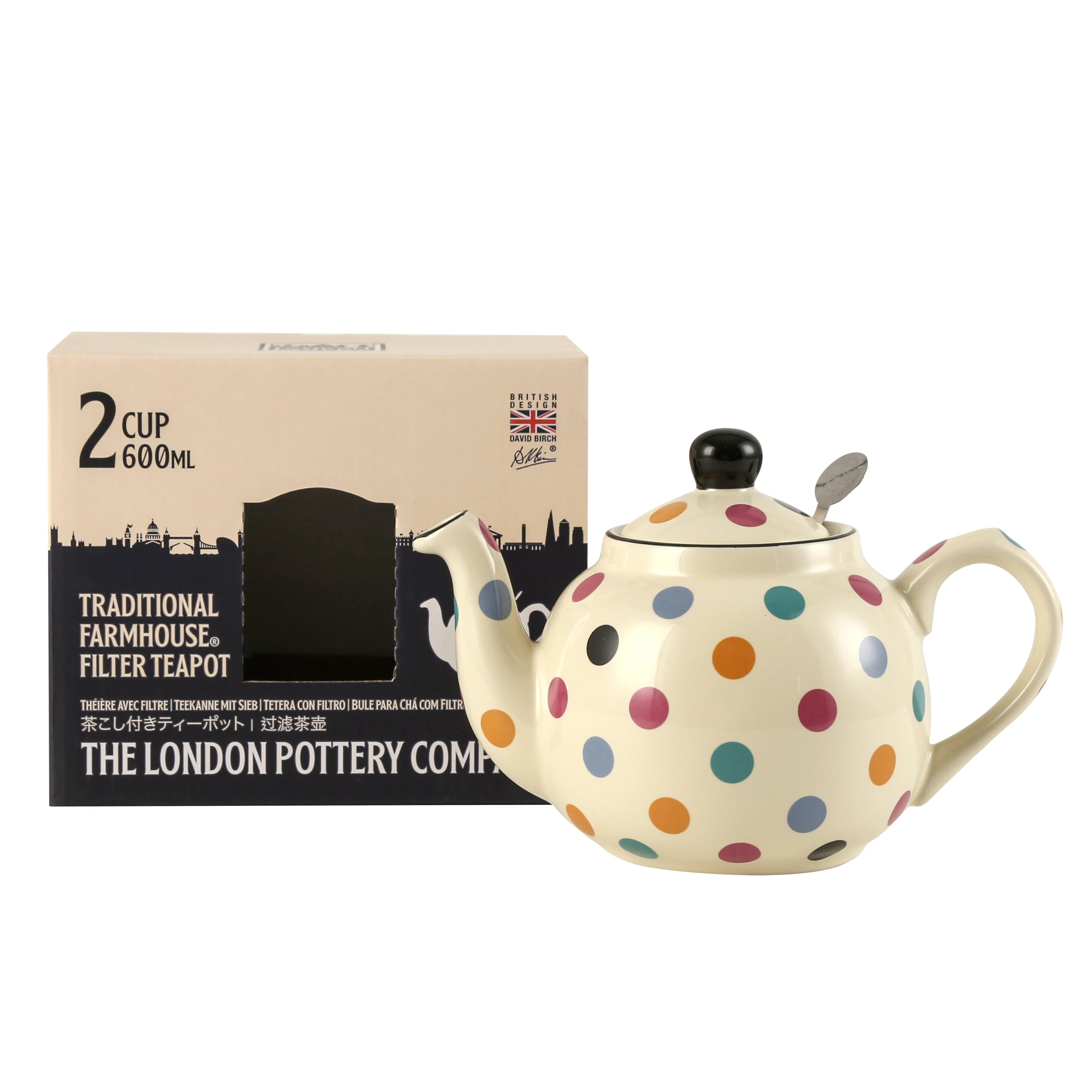 Théière céramique style britannique à pois pour thé - vue 3 sur 5