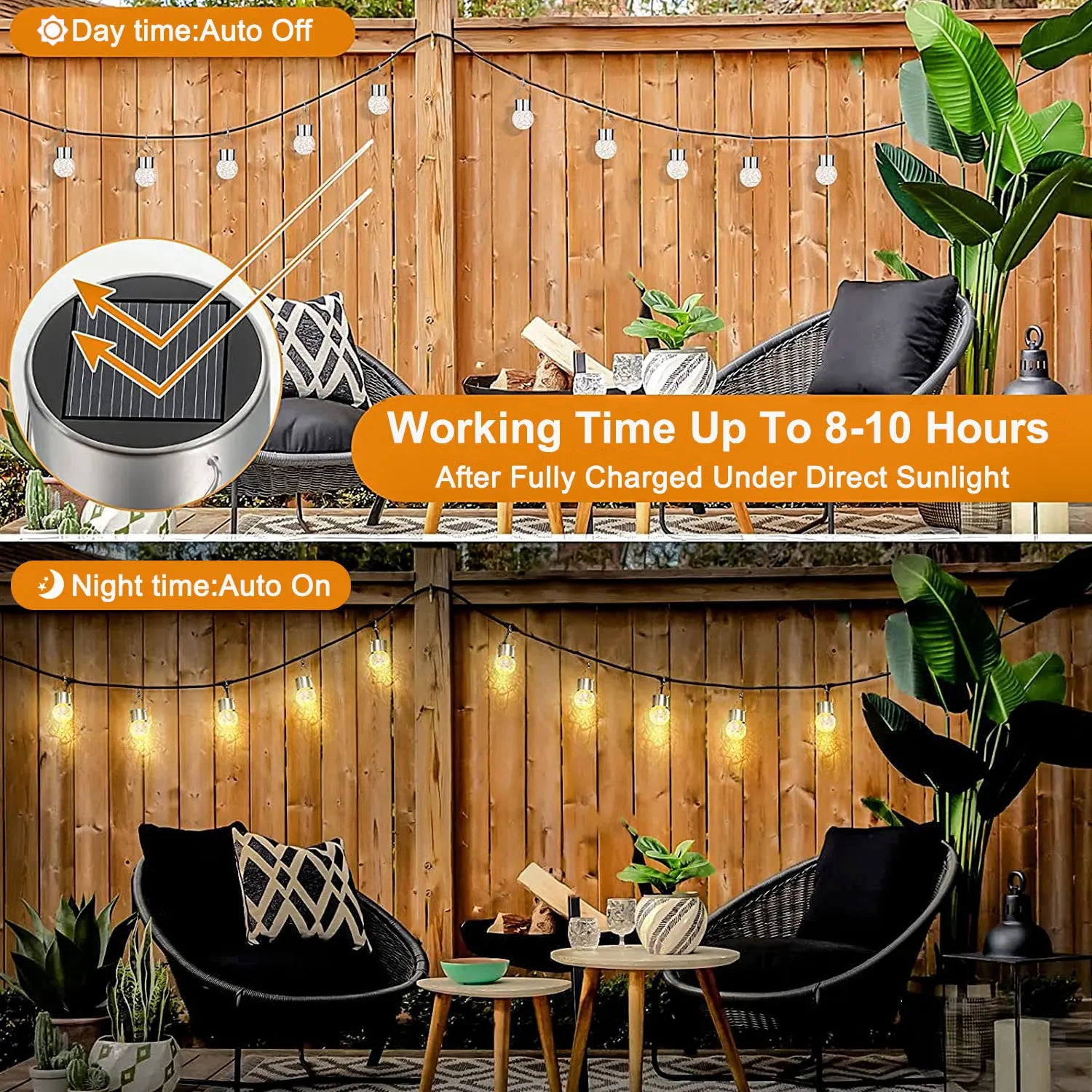 lampe solaire extérieure en rotin pour jardin décoratif - vue 4 sur 9
