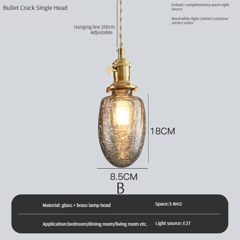 suspension vintage avec interrupteur et abat-jour en verre cristal - vue 13 sur 22