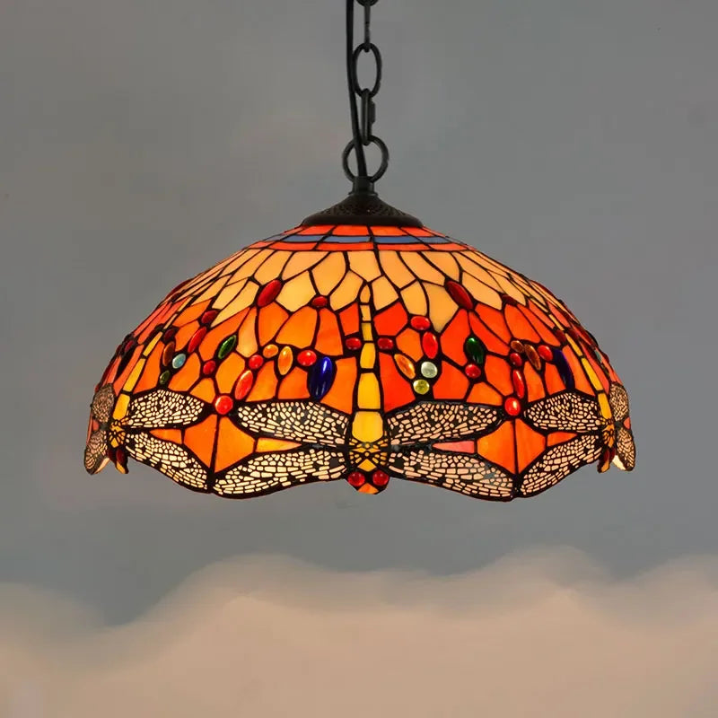 Lustre en verre coloré Tiffany rétro européen - vue 16 sur 29
