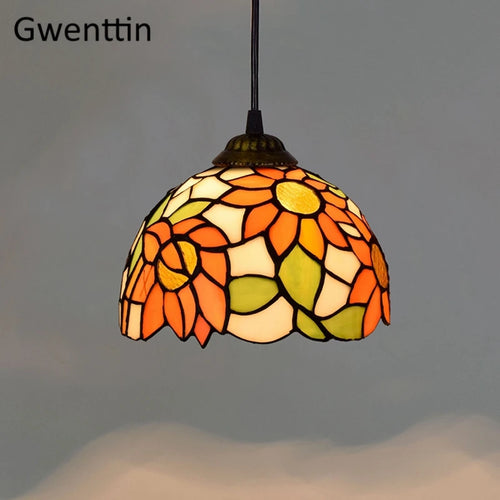 suspension en verre teinté style tiffany pour décoration moderne - vue 2 sur 14