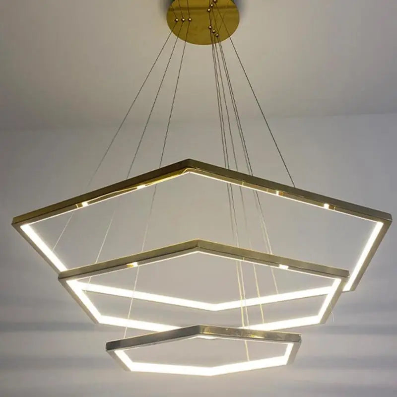 lustre hexagone led simple moderne luxe suspension - vue 6 sur 19