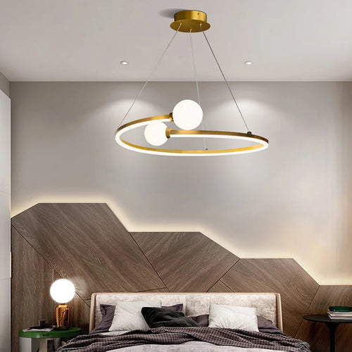 lustre nordique anneau led suspension éclairage luminaires - vue 3 sur 8