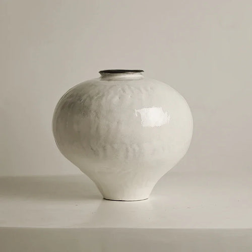 vase en céramique fait main pot lune style rétro japonais - vue 2 sur 6