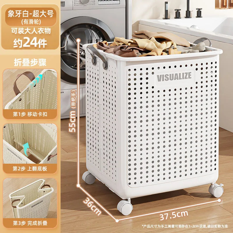 panier de rangement pliable imitation rotin pour jouets et linge - vue 9 sur 12