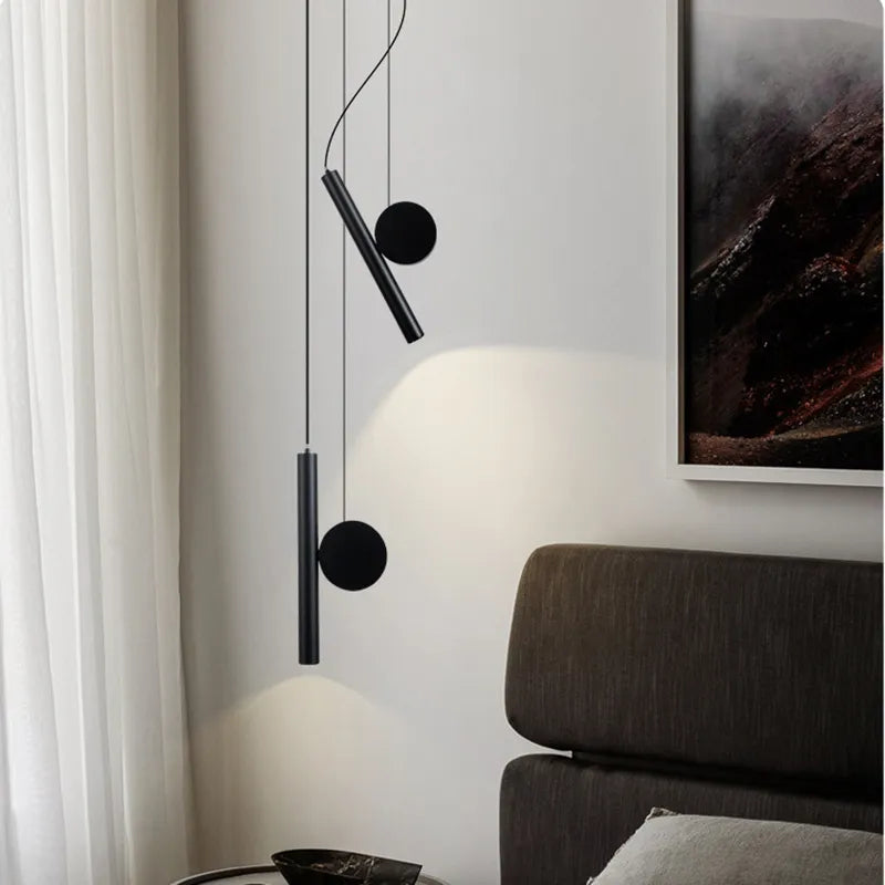 lampe suspension led blanc noir réglable - vue 3 sur 7