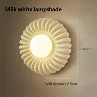 applique murale ronde rétro haut de gamme en verre blanc