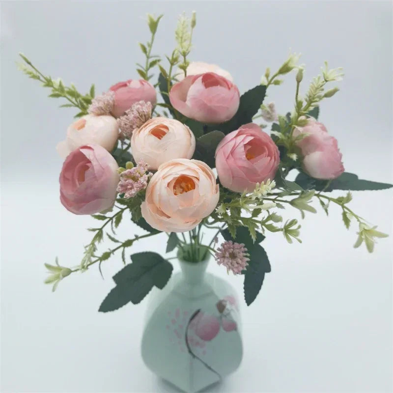 bouquet de roses en soie décoration de jardin fleurs artificielles - vue 4 sur 12