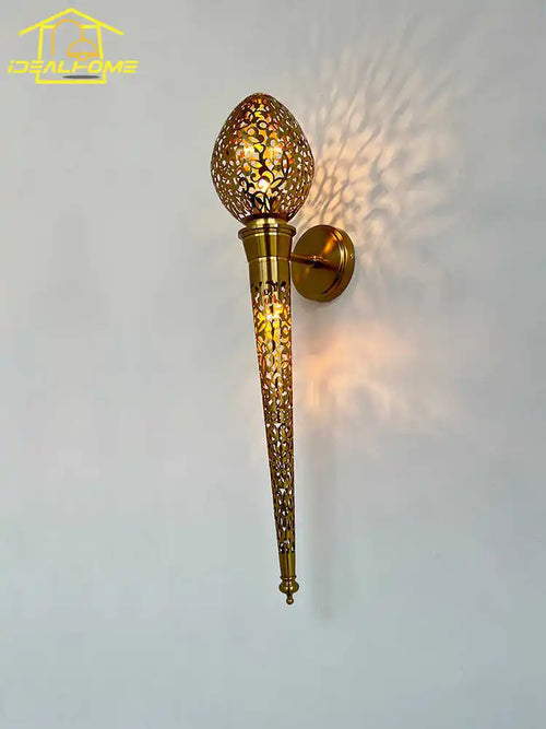 applique murale marocaine sculptée torche exotique à led pour intérieur - vue 6 sur 6