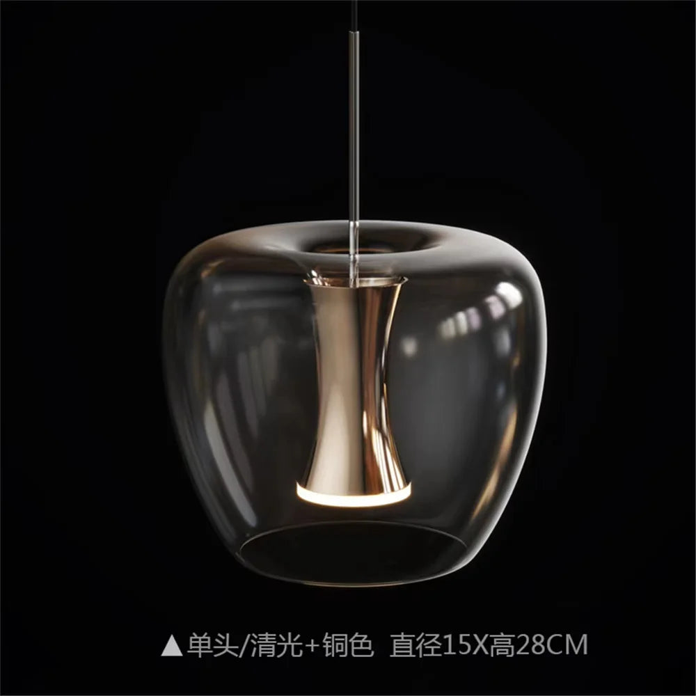 suspension led en verre transparent au design moderne pour décoration intérieure - vue 9 sur 10