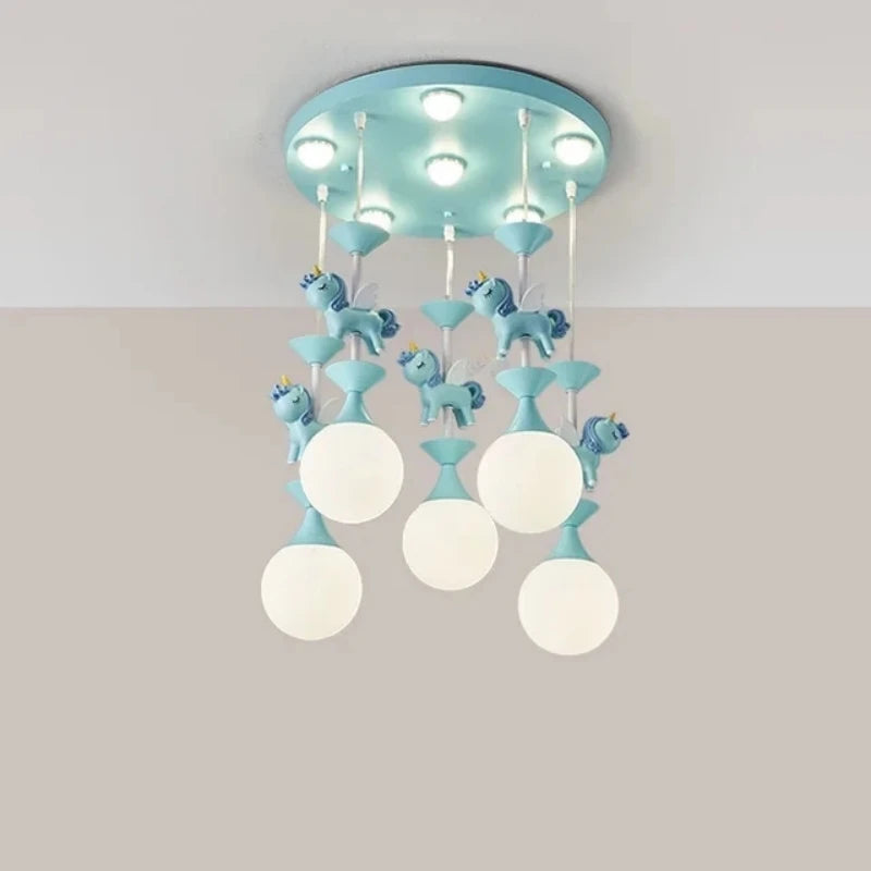 lustre led moderne carrousel pour enfants style princesse - vue 4 sur 12