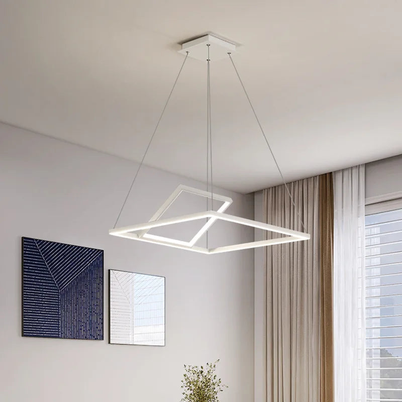 lustre carré minimaliste moderne avec éclairage dimmable