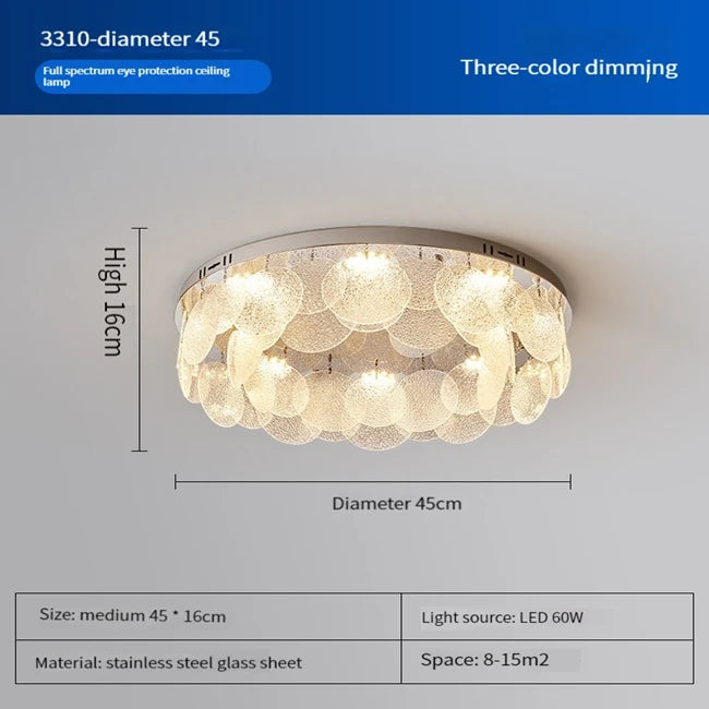 plafonnier led rond en verre pour décoration intérieure