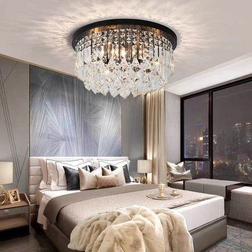 lustre led dimmable en cristal de style vintage luxueux - vue 4 sur 12