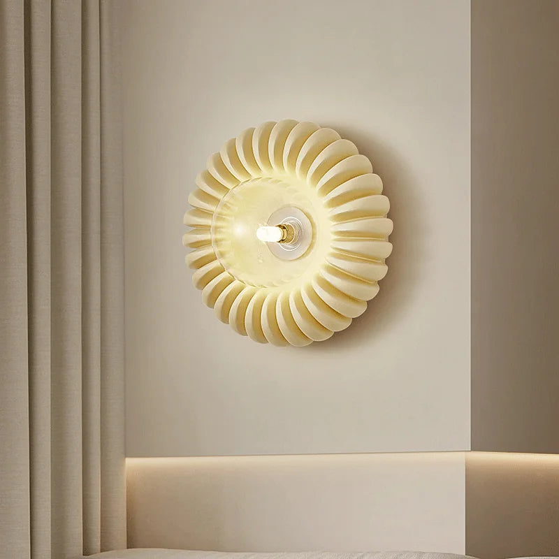 applique murale ronde rétro en verre blanc haut de gamme - vue 5 sur 8