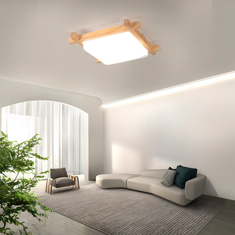 Bois Led plafonnier salon chambre japonais carré plafonnier salle d'étude plafond décor luminaires montage en Surface