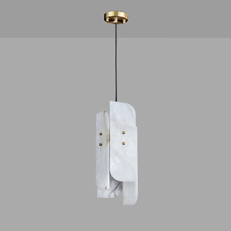 suspension en marbre véritable avec fil de cuivre et ampoule réglable - vue 5 sur 7