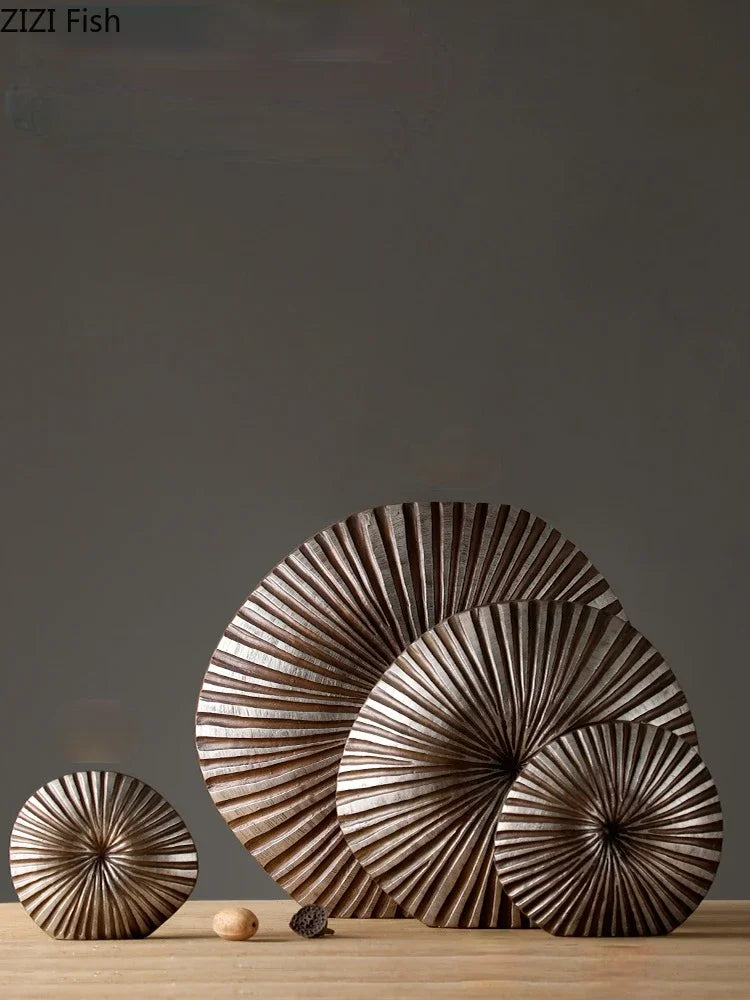 vase floral en résine à fleurs moderne rayures bois - vue 5 sur 10