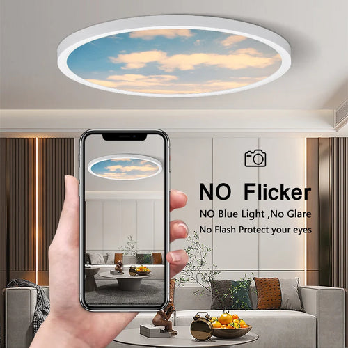 plafonnier led moderne avec panneau décoratif luminaire idéal - vue 6 sur 13