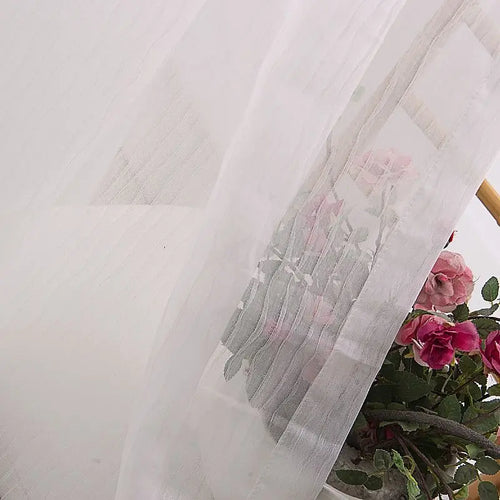 Voilage tulle motifs floraux géométriques style européen fenêtre