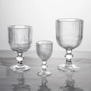 Verres à vin rayés tige courte large ouverture