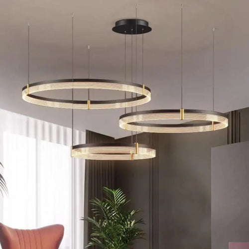 Lustre LED anneau en acrylique au design moderne avec anneau intérieur
