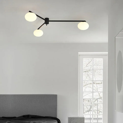 galet crème suspension luminaire led en verre français cuivre - vue 3 sur 12