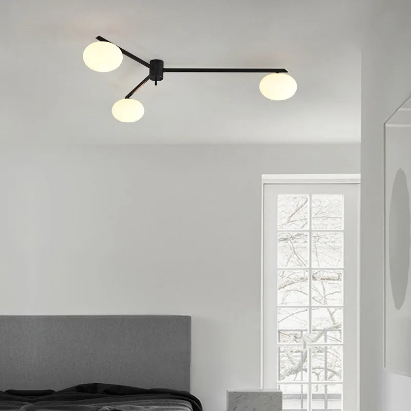 galet crème suspension luminaire led en verre français cuivre - vue 3 sur 12