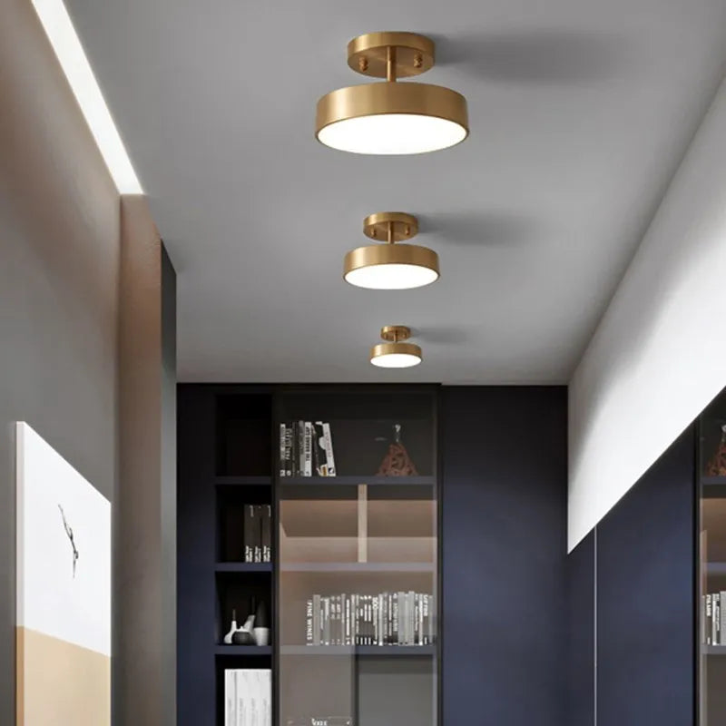 plafonnier cuivre led simple rond vestiaire - vue 4 sur 12
