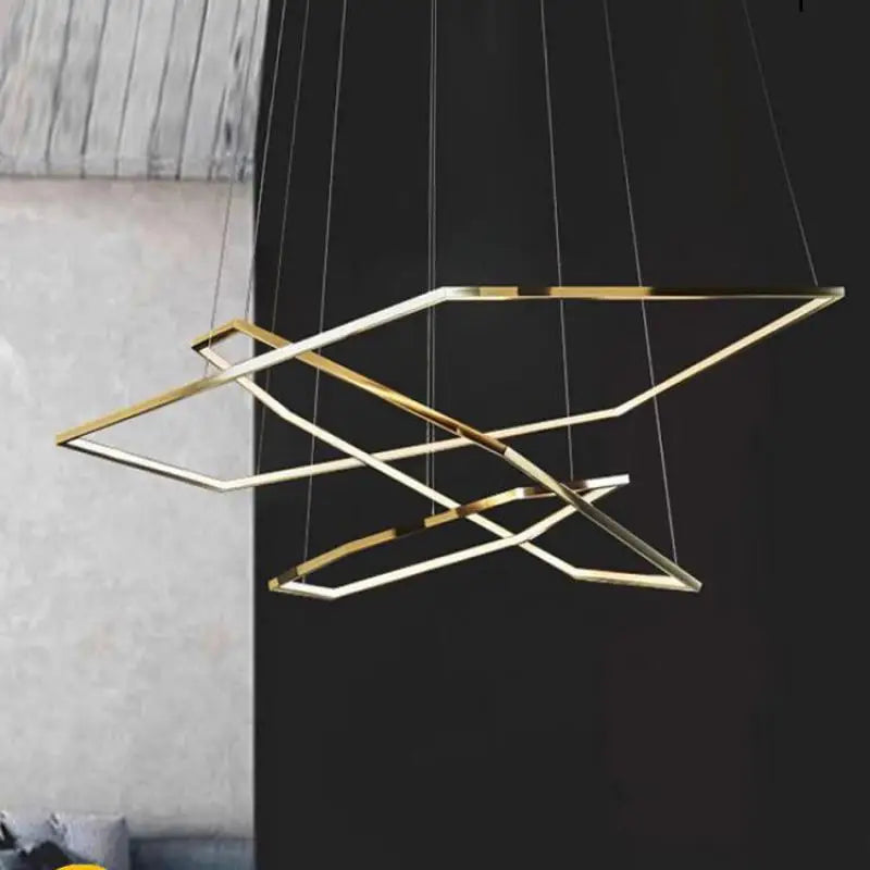 lustre hexagone led simple moderne luxe suspension - vue 3 sur 19