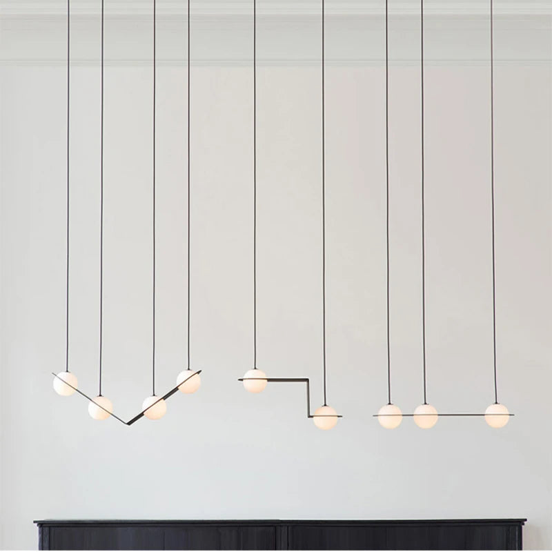 suspension créative minimaliste à géométrie pour espaces commerciaux