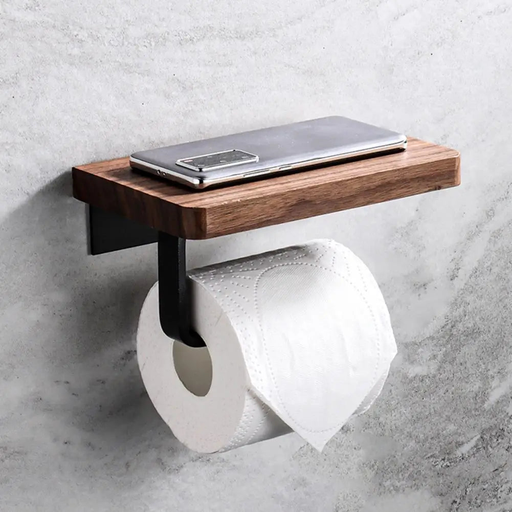 porte-mouchoirs en bois avec étagère pour salle de bain - vue 4 sur 8