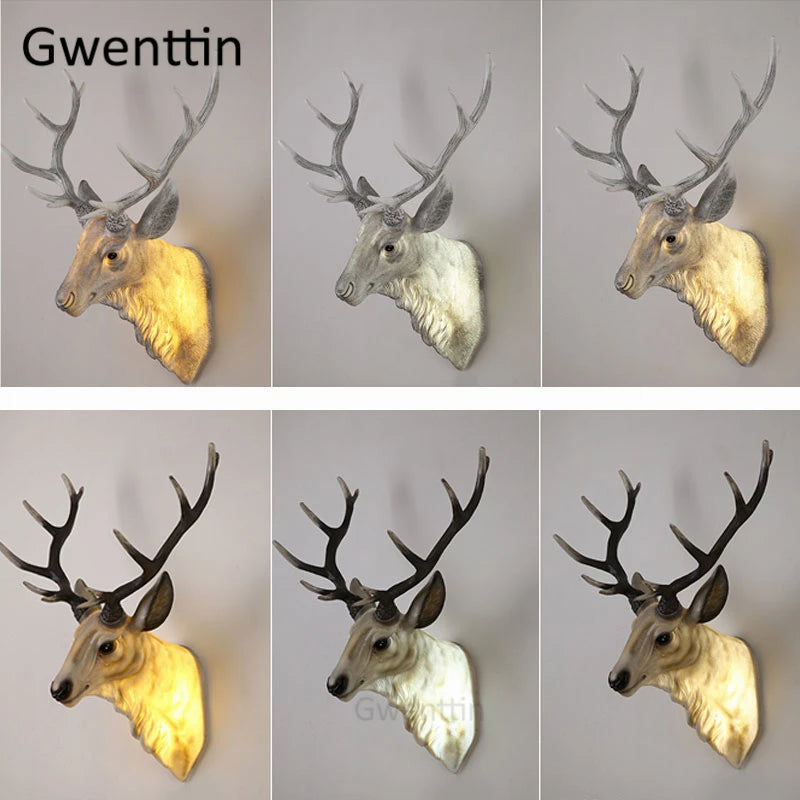 applique murale moderne en bois de cerf avec lumière led décorative - vue 6 sur 14