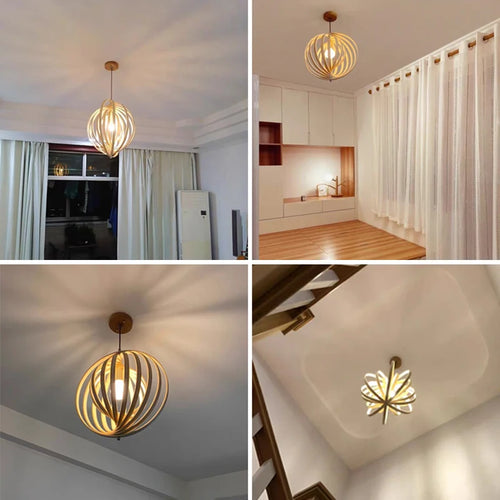 suspension en bois design nordique pour restaurant - vue 6 sur 12