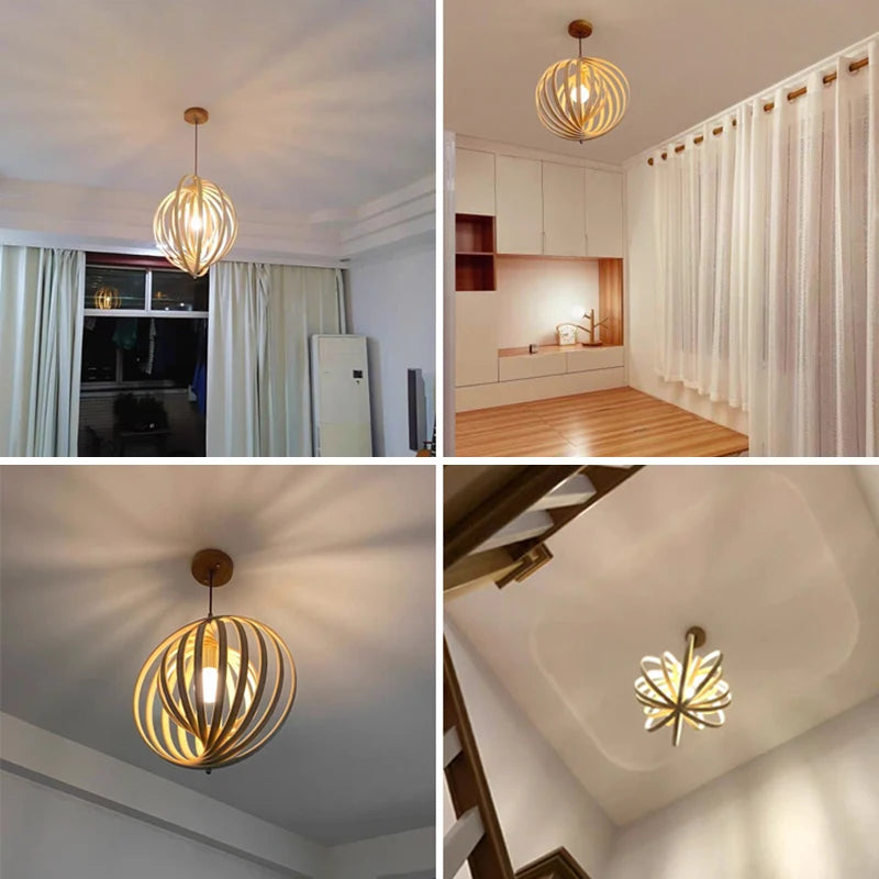suspension en bois design nordique pour restaurant - vue 5 sur 12