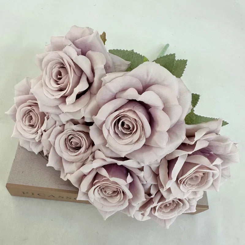 bouquet de roses artificielles en soie pour décoration festive - vue 9 sur 15