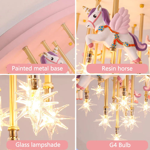 plafonnier led mignon pour enfants avec cheval et grue - vue 7 sur 9