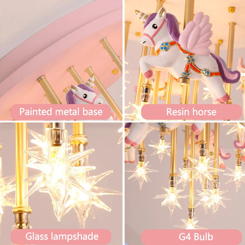 plafonnier led mignon pour enfants avec cheval et grue - vue 6 sur 9