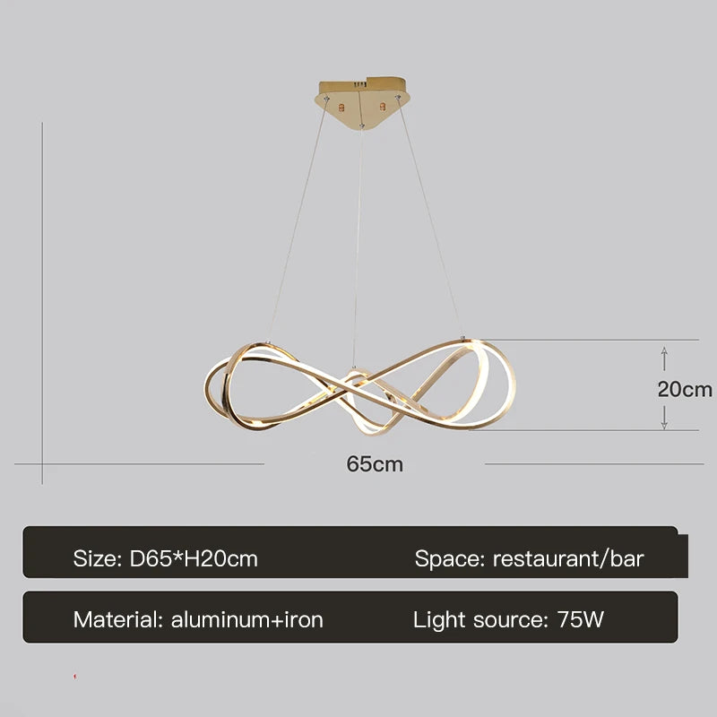 suspension design moderne avec télécommande et courbes élégantes